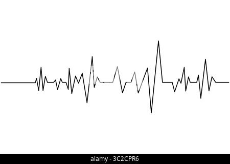 Battito cardiaco con cuore continuo una linea disegnata su sfondo bianco isolare l'illustrazione vettoriale del contorno Illustrazione Vettoriale