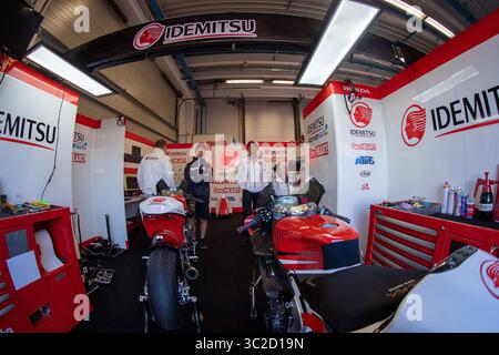 1 giugno 2019 - Mugello, FLORENCIA, ITALIA - Box Idemitsu durante il sabato FP all'autodromo Internazionale del Mugello ITALIA per la sesta prova del Campionato del mondo MotoGP, dal 31 maggio al 2 giugno (Credit Image: © AFP7 via ZUMA Wire) Foto Stock
