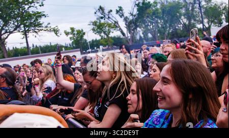 Edmonton, Canada. 23 luglio 2025. I fan delle Marianne Trench Pack K-Days a Edmonton. (Foto di Ron Palmer/SOPA Images/Sipa USA) credito: SIPA USA/Alamy Live News Foto Stock
