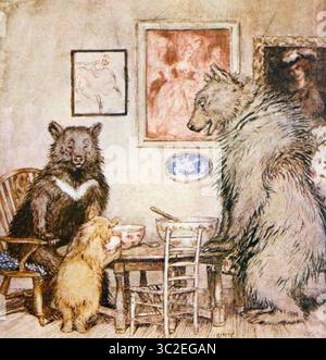 ARTHUR RACKHAM 1867-1939), illustratore di libri inglese. The Three Bears from English Fairy Tales 1918 libro di Flora Annie Steel Foto Stock