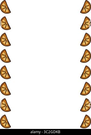 Elegante design vettoriale con una disposizione verticale di vivaci fette arancioni, che crea un bordo fresco e vivace, perfetto per il tema estivo Illustrazione Vettoriale