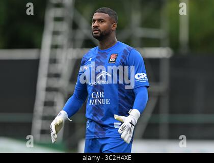 Park Hall Stadium, Oswestry, Shropshire, Inghilterra, 23 luglio 2025. Felipe di Differdange 03 durante la partita New Saints of Oswestry Town & Llansantffraid Football Club/The New Saints (TNS) contro FC Differdange 03 nella UEFA Europa Conference League secondo turno di qualificazione prima gamba, a Park Hall. (Immagine di credito: ©Cody Froggatt/Alamy Live News) Foto Stock
