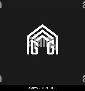 Logo Letter GG a forma di tetto, logo creativo, monogramma, grafica vettoriale Illustrazione Vettoriale