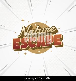 Testo a tema per esterni audace e giocoso con un tocco vintage e una sensazione di natura Illustrazione Vettoriale