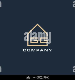 Lettera iniziale del logo immobiliare GG con semplici idee di design in stile tetto grafica vettoriale Illustrazione Vettoriale