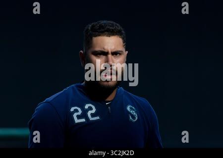 26 giugno 2019: I Seattle Mariners accolgono Omar Narvaez n. 22 prima della partita di baseball della Major League tra i Milwaukee Brewers e i Seattle Mariners al Miller Park di Milwaukee, WISCONSIN. John Fisher/CSM(immagine di credito: &Copy; John Fisher/CSM tramite cavo ZUMA) Foto Stock