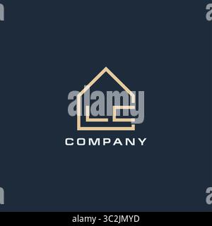 Lettera iniziale del logo LC Real Estate con semplici idee di design del tetto grafica vettoriale Illustrazione Vettoriale
