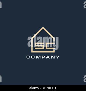 Lettera iniziale logo SC Real Estate con semplici idee di design del tetto grafica vettoriale Illustrazione Vettoriale
