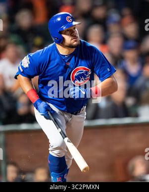 23 luglio 2019: I Chicago Cubs lasciarono l'esterno Kyle Schwarber (12) guardò il suo fly ball terminare il settimo inning, durante una partita della MLB tra i Chicago Cubs e i San Francisco Giants all'Oracle Park di San Francisco, California. Valerie Shoaps/CSM(immagine di credito: &Copy; Valerie Shoaps/CSM tramite cavo ZUMA) Foto Stock
