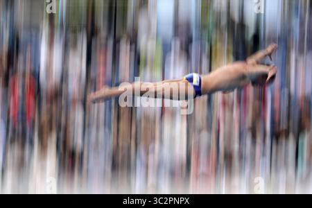 24 luglio 2019 - Gwangju, COREA DEL SUD - 24 luglio 2019-Gwangju, Corea del Sud-KOLESNIKOV V. di Ucraina azione durante un 18 ° Campionato del mondo 2019 Gwangju High Dive maschile presso Chosun University High Dive Competition Venue a Gwangju, Corea del Sud. (Immagine di credito: © Gwangju2019 Comitato organizzatore tramite ZUMA Wire) Foto Stock