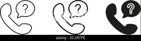 Telefono con riga del punto interrogativo e icona continua. Simbolo di comunicazione per assistenza clienti, richieste di informazioni e assistenza telefonica. Richiesta di assistenza e informazioni Illustrazione Vettoriale