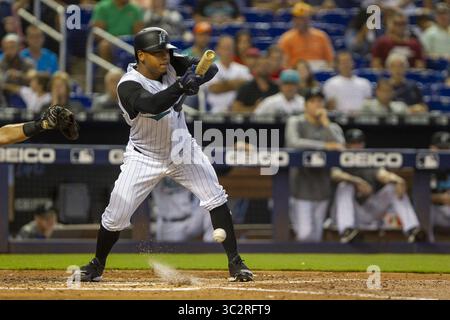 28 luglio 2019, Miami, Florida, Stati Uniti: Il lanciatore dei Miami Marlins Elieser Hernandez (57) gioca nel secondo inning contro gli Arizona Diamondbacks domenica 28 luglio 2019 al Marlins Park di Miami, Flag. (Credit Image: © TNS via ZUMA Wire) Foto Stock