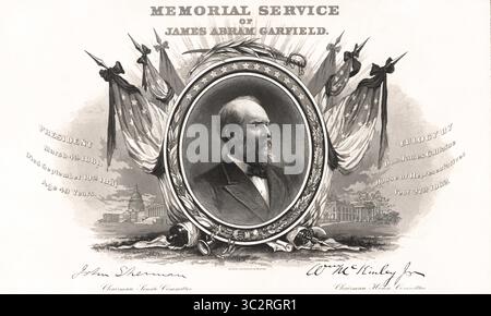 26 agosto 2015, Stati Uniti: Memorial Service di James Abram Garfield, incisione a cura di Bureau Engraving & Printing, 1882 (Credit Image: © JT Vintage/Glasshouse via ZUMA Wire) Foto Stock