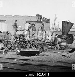 31 maggio 2019, Richmond, Virginia, Stati Uniti: Crippled Locomotive, Richmond & Petersburg Railroad Depot, guerra civile americana, Richmond, Virginia, Stati Uniti, 1865 (immagine di credito: © JT Vintage/Glasshouse via ZUMA Wire) Foto Stock