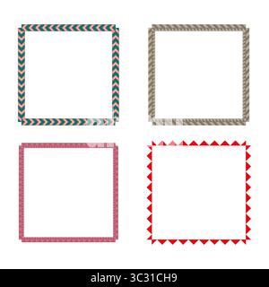 Icona cornice quadrata. Simbolo di layout del bordo. Grafica del bordo vettoriale. Design tratteggiato rosso. Illustrazione Vettoriale