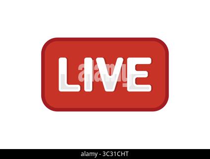 Icona rossa del pulsante LIVE – simbolo trasmissione in streaming Illustrazione Vettoriale
