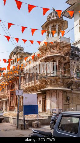 Affascinante Old Haveli negli antichi vicoli di Pushkar, India Foto Stock
