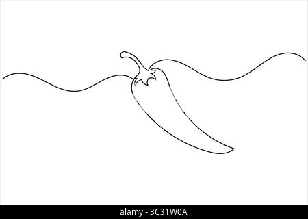 Icona del peperoncino in una linea dal design minimalista e vettoriale isolato per le moderne illustrazioni culinarie e culinarie Illustrazione Vettoriale