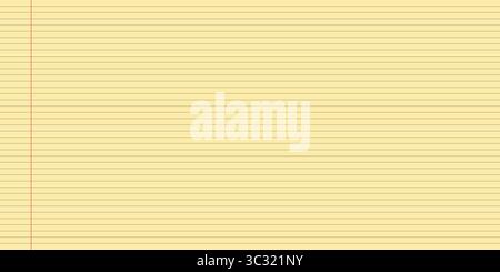 Tampone di carta giallo Legal con linee rigate per carta o notebook con sfondo pulito. Margine e foglio di scrittura utilizzati nella cartoleria o negli appunti di ufficio Illustrazione Vettoriale
