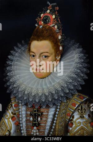 Ritratto dell'Arciduchessa Isabella copy Frans Pourbus II 1601-1620 XVII secolo di Groeningemuseum, museo municipale, Bruges, Belgio, fiammingo, Foto Stock