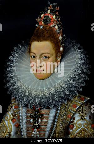 Ritratto dell'Arciduchessa Isabella copy Frans Pourbus II 1601-1620 XVII secolo di Groeningemuseum, museo municipale, Bruges, Belgio, fiammingo, Foto Stock