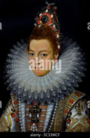 Ritratto dell'Arciduchessa Isabella copy Frans Pourbus II 1601-1620 XVII secolo di Groeningemuseum, museo municipale, Bruges, Belgio, fiammingo, Foto Stock