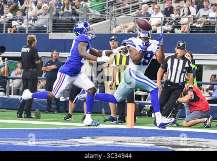 8 settembre 2019: Il wide receiver dei Dallas Cowboys Amari Cooper n. 19 riceve nel secondo quarto un touchdown durante una partita della NFL tra i New York Giants e i Dallas Cowboys all'AT&T Stadium di Arlington, Texas Albert pena/CSM(Credit Image: &Copy; Albert pena/CSM via ZUMA Wire) Foto Stock