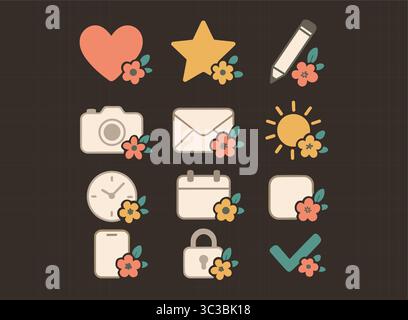 Cartoline con note floreali modificabili 3 modelli stampabili vuoti con decorazioni floreali di primavera per giornali e regali Illustrazione Vettoriale