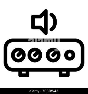 Icona della scheda audio del computer desktop. Componente hardware del PC. Stile contorno. 48x48 px Illustrazione Vettoriale