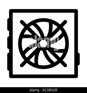 PSU per computer desktop. Icona dell'unità di alimentazione. Componente hardware del PC. Stile contorno. 48x48 px Illustrazione Vettoriale