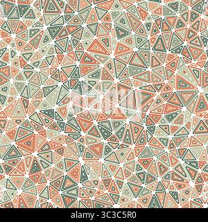 Modello triangolare. Triangoli interni ripetuti multipli. Forma compatta. Stile multicolore. Motivo senza cuciture. Bellissime tessere vettoriali. Illustrazione Vettoriale