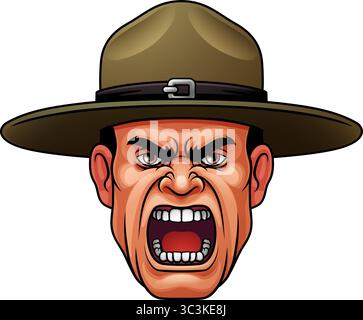 Istruttore di esercitazione sergente Bootcamp soldato dell'esercito Illustrazione Vettoriale
