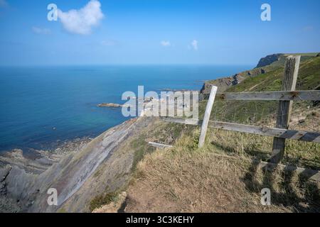 Scogliere cadute a Morwenstow in Cornovaglia Foto Stock