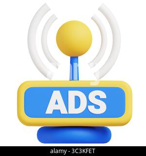 Illustrazione dell'icona 3d delle campagne radio. Foto Stock