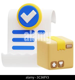 Illustrazione dell'icona Convalida pacchetto 3D. Foto Stock