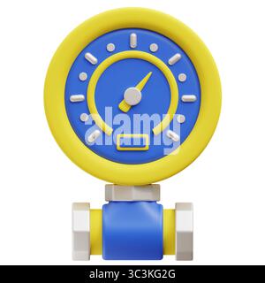Illustrazione dell'icona 3d del manometro. Foto Stock