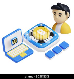 Concetto animato di Quantum Computing for Finance 3D. Foto Stock
