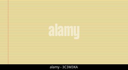 Carta con linee legali gialle per scrittura o blocco note da utilizzare in cancelleria da ufficio. Pannello del foglio rigato di sfondo con documento orizzontale. Ideale per Illustrazione Vettoriale