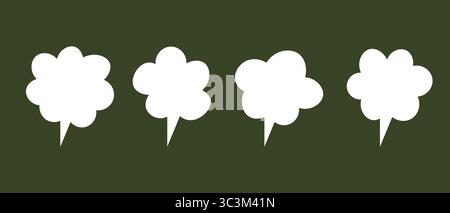 Serie di bolle vocali frasi brevi. Illustrazione Cartoon Vector. Isolato su sfondo trasparente. Disegna a mano, nuvole di dialogo Illustrazione Vettoriale