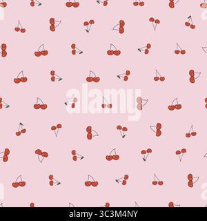 Grazioso motivo in ciliegio Y2K con sfondo rosa Illustrazione Vettoriale