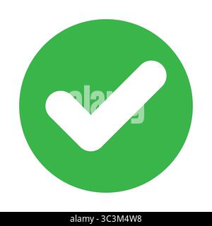 Icona del segno di spunta verde. Illustrazione vettoriale per l'approvazione e la progettazione dell'interfaccia utente di conferma Illustrazione Vettoriale