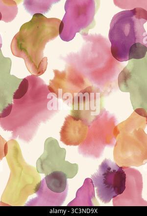 Il motivo astratto senza cuciture Watercolor crea uno sfondo colorato Foto Stock