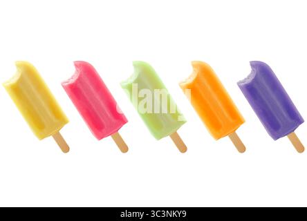 PAPAVERI DI FRUTTA BITED DAI VARI GUSTI E COLORI: FRUTTO DELLA PASSIONE, FRAGOLA, LIMONE, ARANCIA E UVA Foto Stock