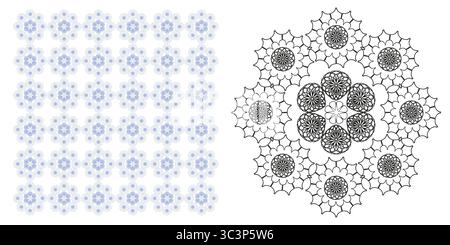 Ornamento Vector Black and White, Mandala Illustrazione Vettoriale