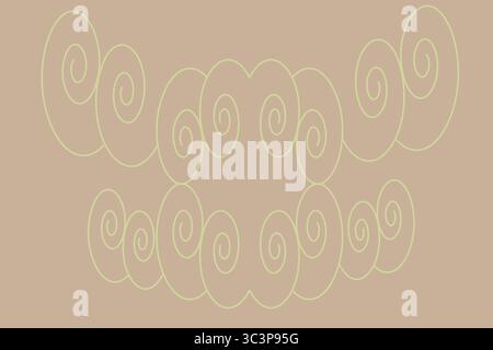 Elegante sfondo beige con delicati motivi vorticosi e a spirale in uno stile sottile e fluido. Questo design minimalista e astratto senza cuciture evoca la calma Illustrazione Vettoriale