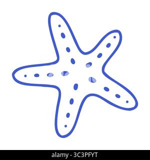 Stelle marine in stile artistico Blue line. Contorno traccia modificabile vettoriale. Illustrazione icona minimalista. Illustrazione Vettoriale