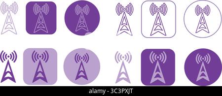 Un set di moderne icone per le comunicazioni, perfette per la tecnologia, i design digitali e wireless Illustrazione Vettoriale