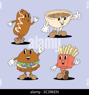 Progettazione di scorte alimentari. Illustrazione della confezione per il design degli alimenti. Illustrazione Vettoriale