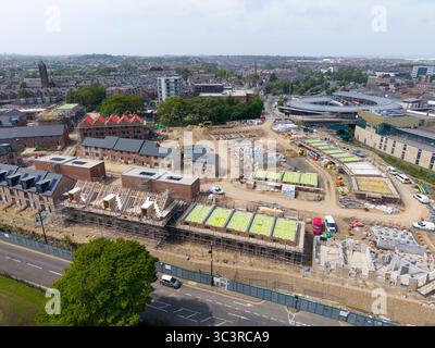Cantiere di nuove case nel centro di Sunderland, Tyne and Wear, Inghilterra Foto Stock