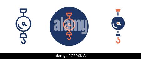 Tre diversi tipi di scala sono mostrati in una riga. La prima scala è una grande scala blu e arancione con una maniglia rossa Illustrazione Vettoriale